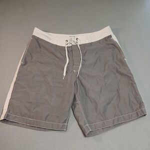 Old Navy Mens Gray White Board Shorts Swim Trunks Mesh Lined Large S/385745-01‎